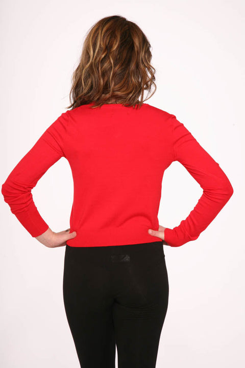 Red V-Neck Cardigan