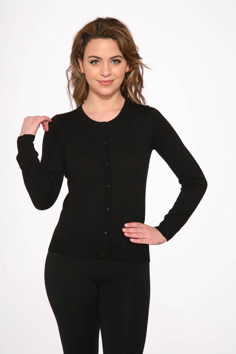 Black Crewneck Cardigan