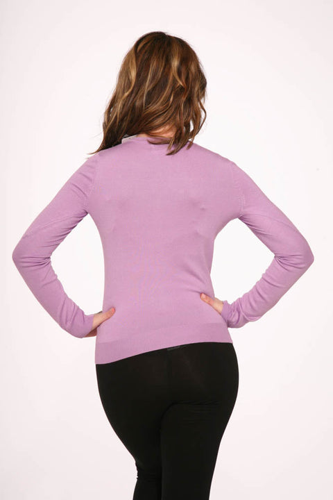 Lavender Crewneck Cardigan