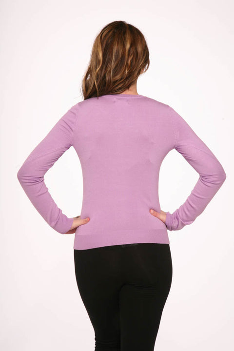 Lavender Crewneck Cardigan
