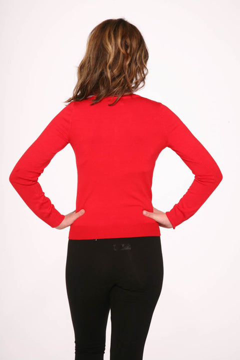 Red Crewneck Cardigan