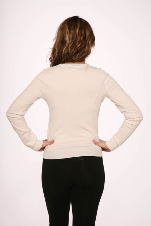 White Crewneck Cardigan