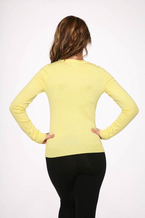 Yellow Crewneck Cardigan
