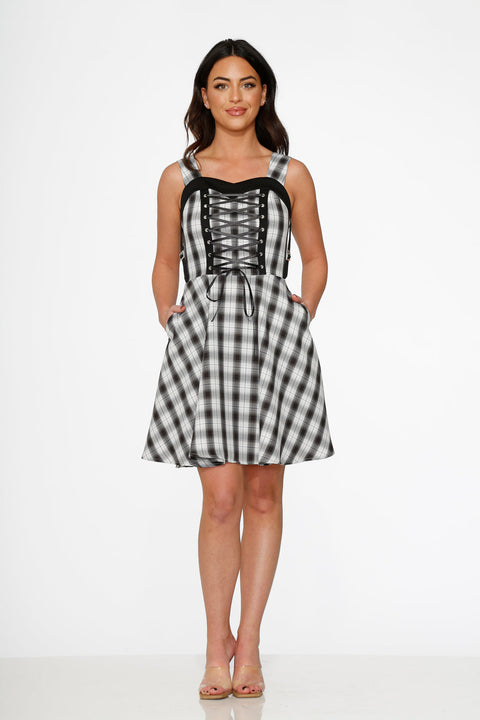 Black & White Plaid Swing Dress