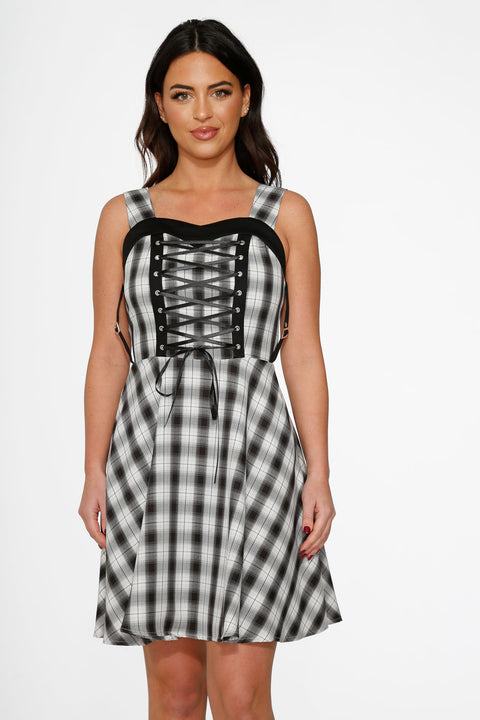 Black & White Plaid Swing Dress