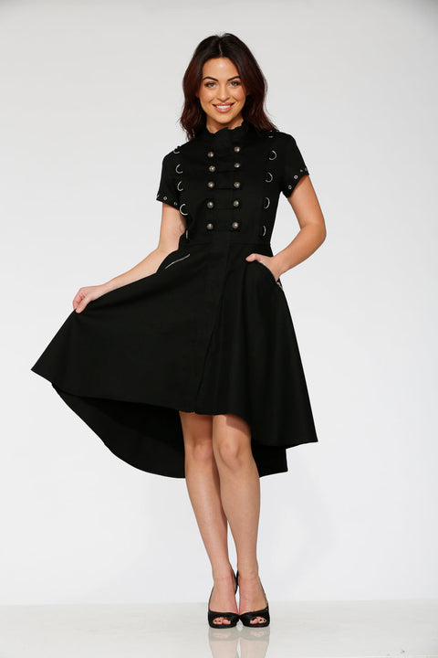 Black Battalion Hi-Lo Swing Dress