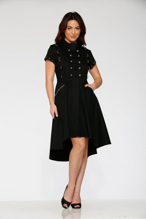 Black Battalion Hi-Lo Swing Dress
