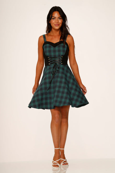 Green Plaid Swing Dress