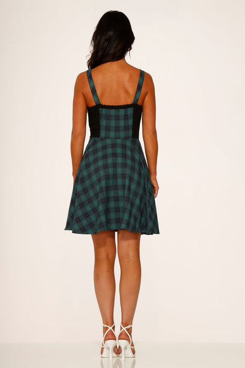 Green Plaid Swing Dress