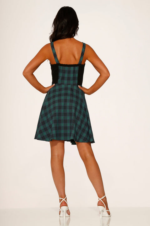 Green Plaid Swing Dress
