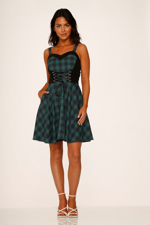 Green Plaid Swing Dress