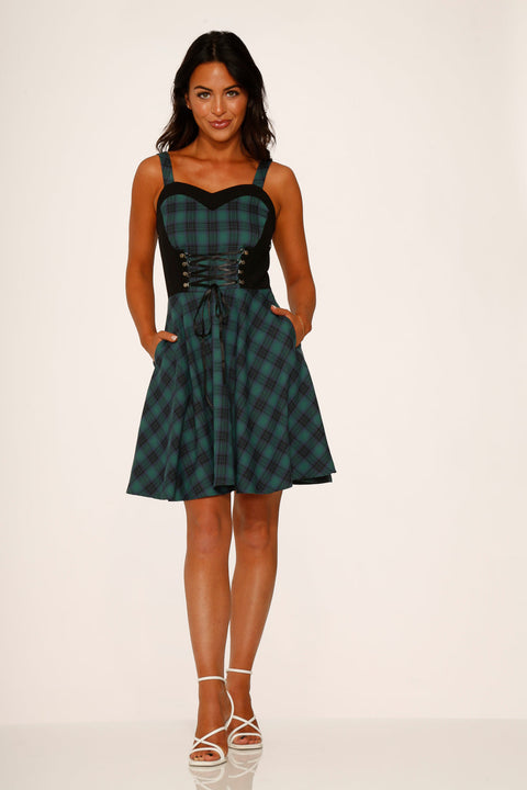 Green Plaid Swing Dress