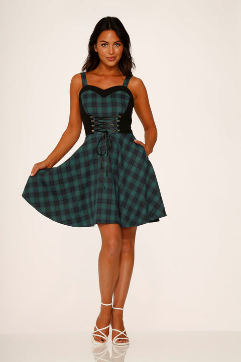 Green Plaid Swing Dress