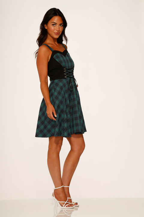 Green Plaid Swing Dress