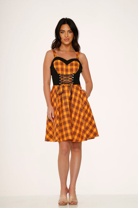 Orange Plaid Swing Dress