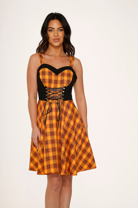 Orange Plaid Swing Dress