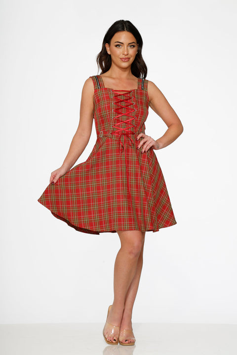 Red Plaid Swing Dress