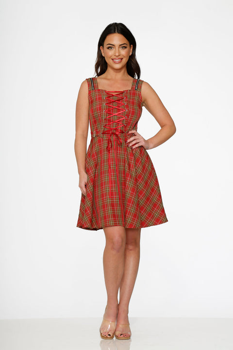 Red Plaid Swing Dress