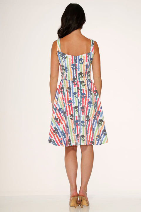 White Skulls Rainbow Swing Dress