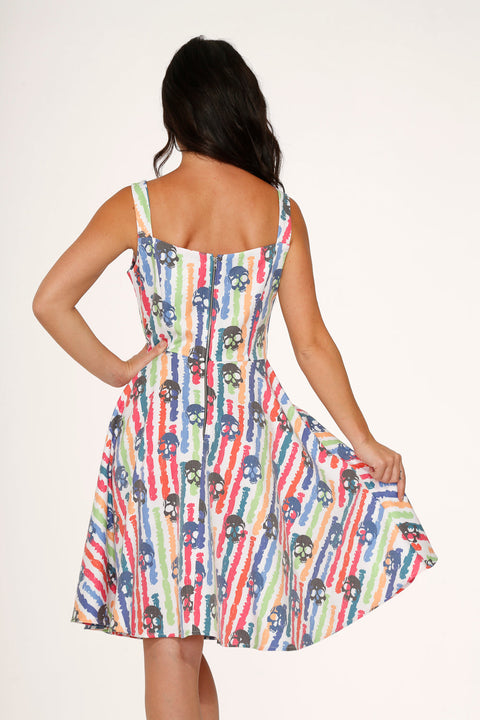 White Skulls Rainbow Swing Dress