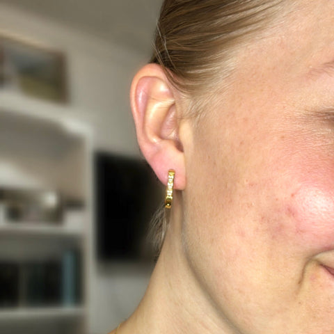 Crystal Oblong Huggie Hoop Earrings