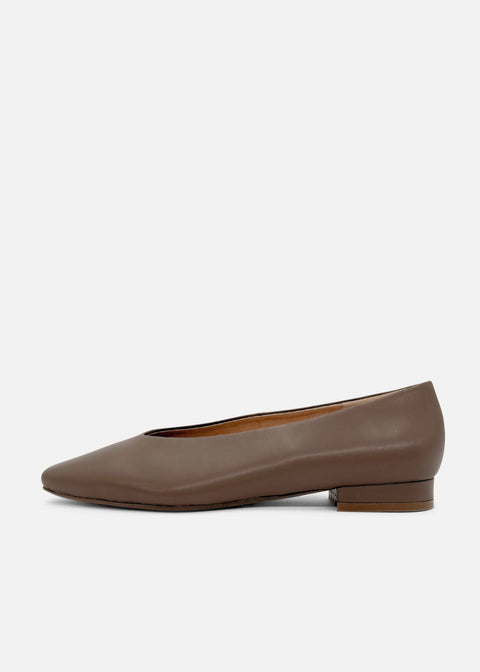 Slick Ballet Flats Taupe Leather