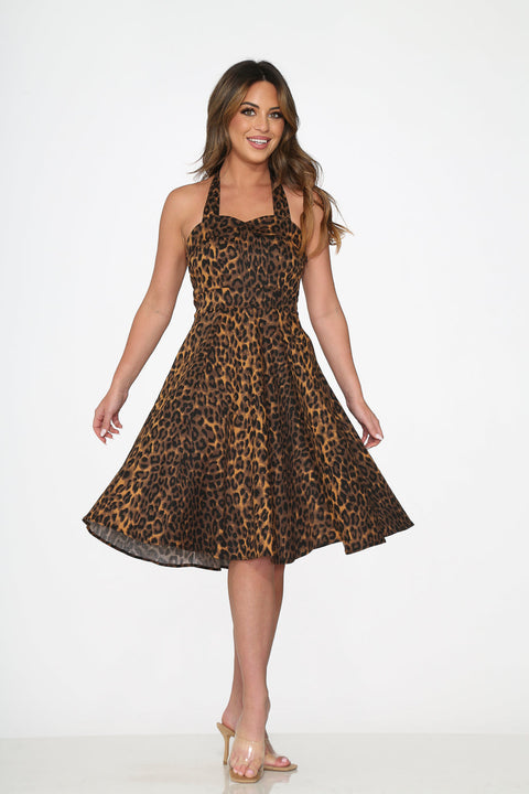 Leopard Halter Swing Dress