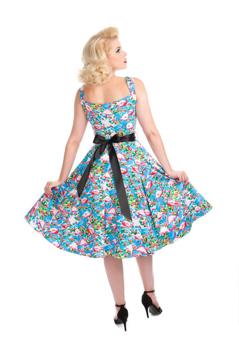 Blue Ocean & Pink Flamingo Swing Dress