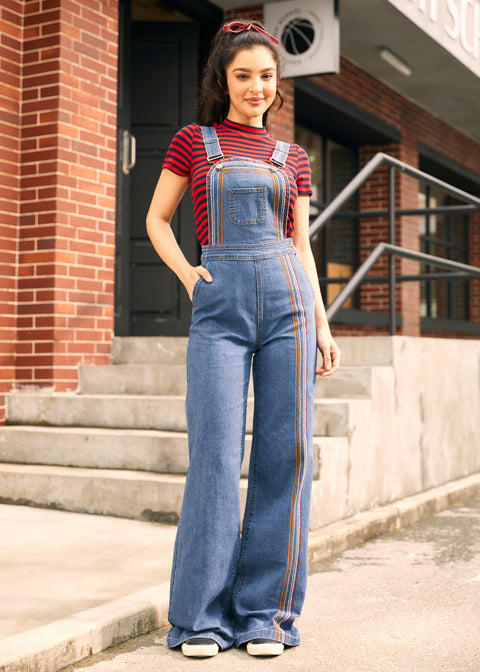 Rainbow With Me Denim Overalls