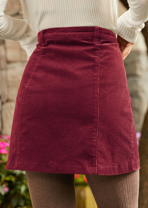 Vogue on Vinyl Button Front Corduroy Skirt