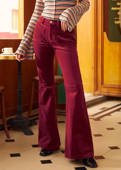 All Aboard For Corduroy Flare-Leg Pants