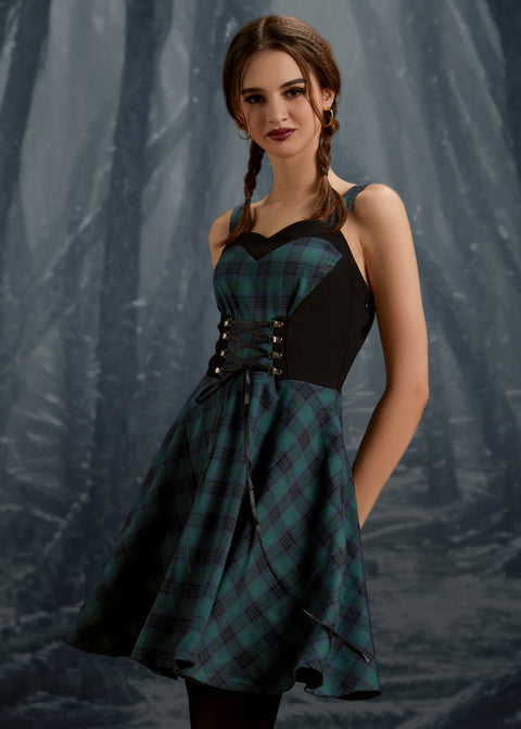 Green Plaid Swing Dress