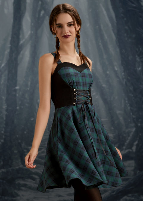 Green Plaid Swing Dress