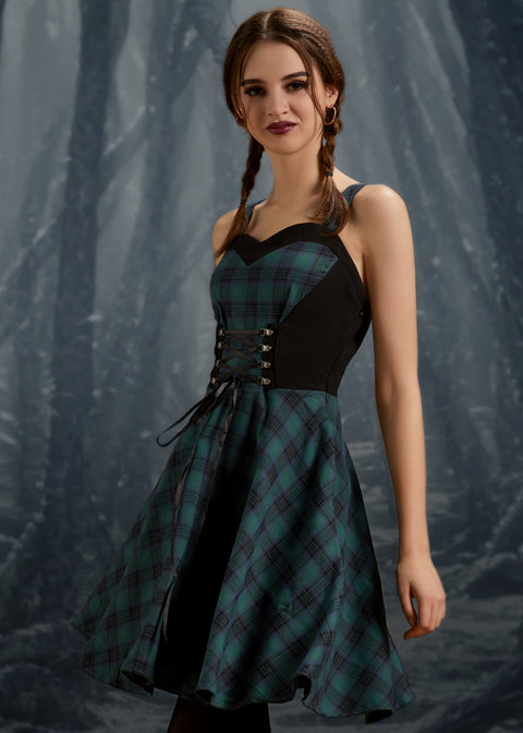 Green Plaid Swing Dress
