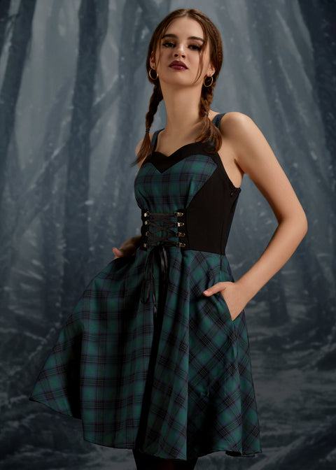 Green Plaid Swing Dress