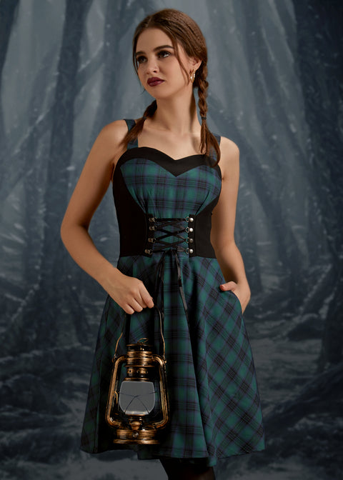 Green Plaid Swing Dress