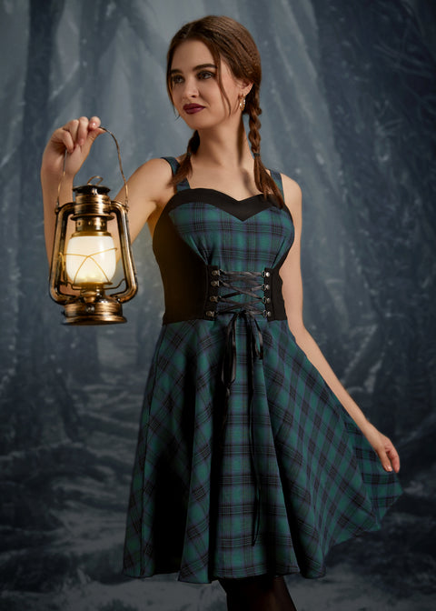 Green Plaid Swing Dress