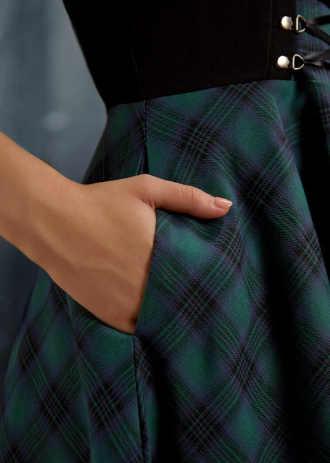 Green Plaid Swing Dress