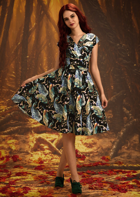 Peacock on Branches Greta Dress