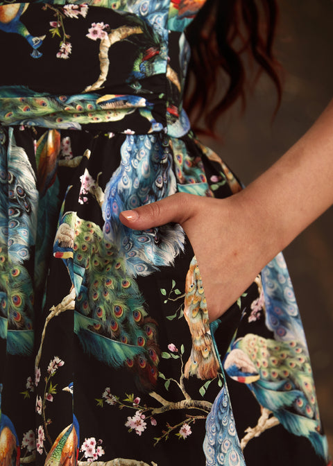 Peacock on Branches Greta Dress