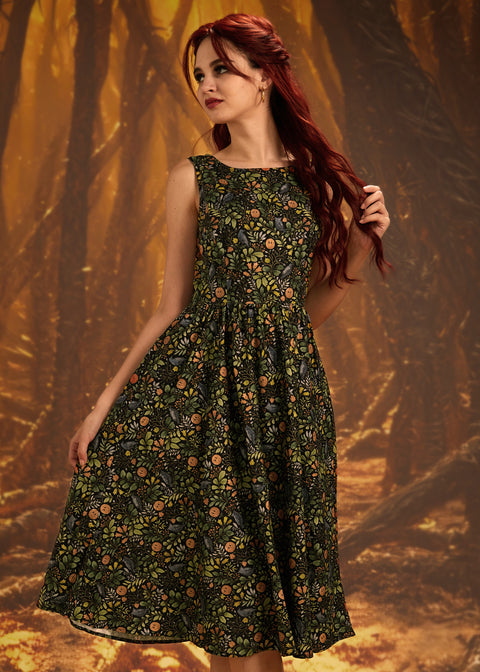Pumpkin Foliage Midi Dress
