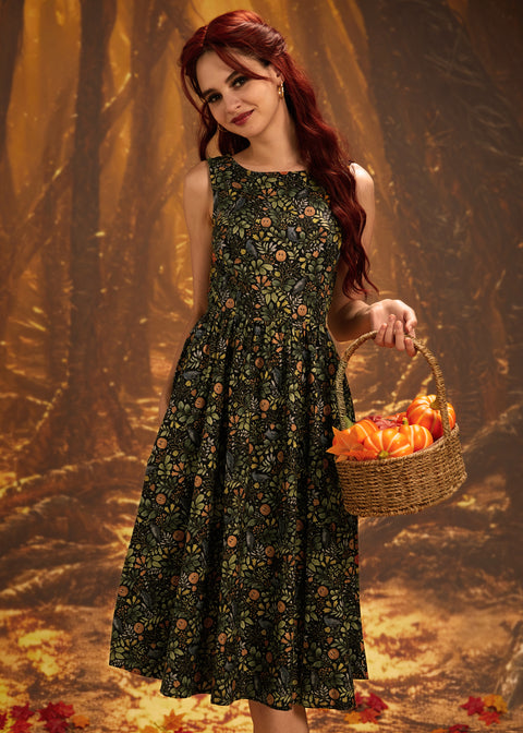 Pumpkin Foliage Midi Dress