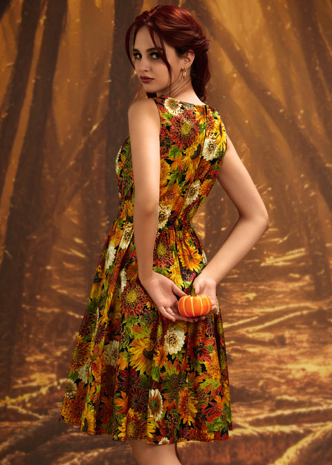 Sunflower Floral Vintage Dress