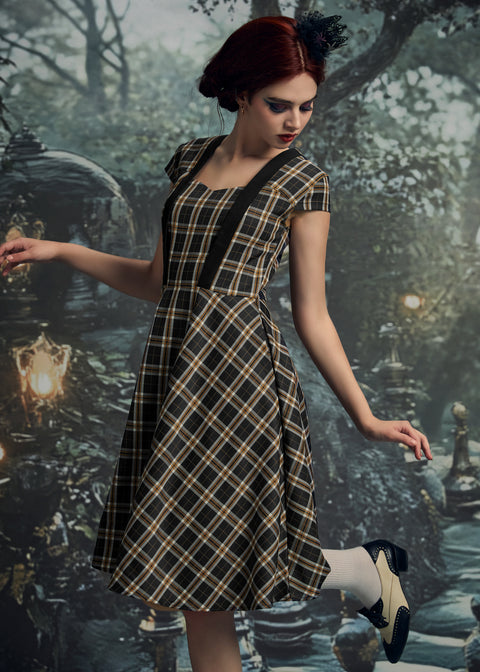 Black Plaid Swing Dress