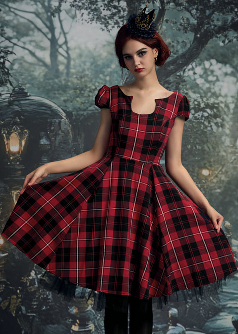 Red Plaid Swing Dress