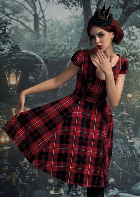 Red Plaid Swing Dress