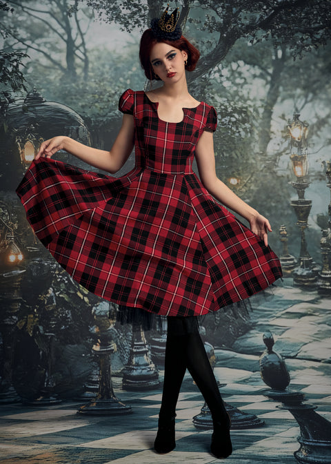 Red Plaid Swing Dress