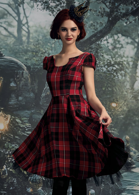 Red Plaid Swing Dress