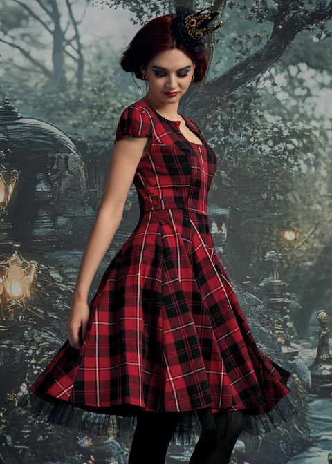 Red Plaid Swing Dress