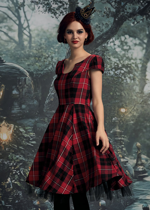 Red Plaid Swing Dress
